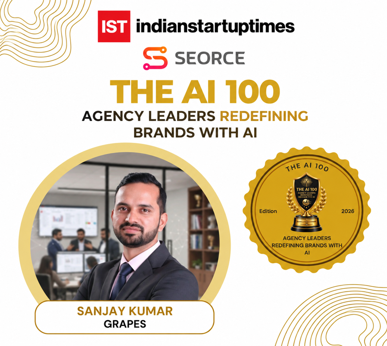 Sanjay Kumar Featured in The AI 100 by Indian Startup Times